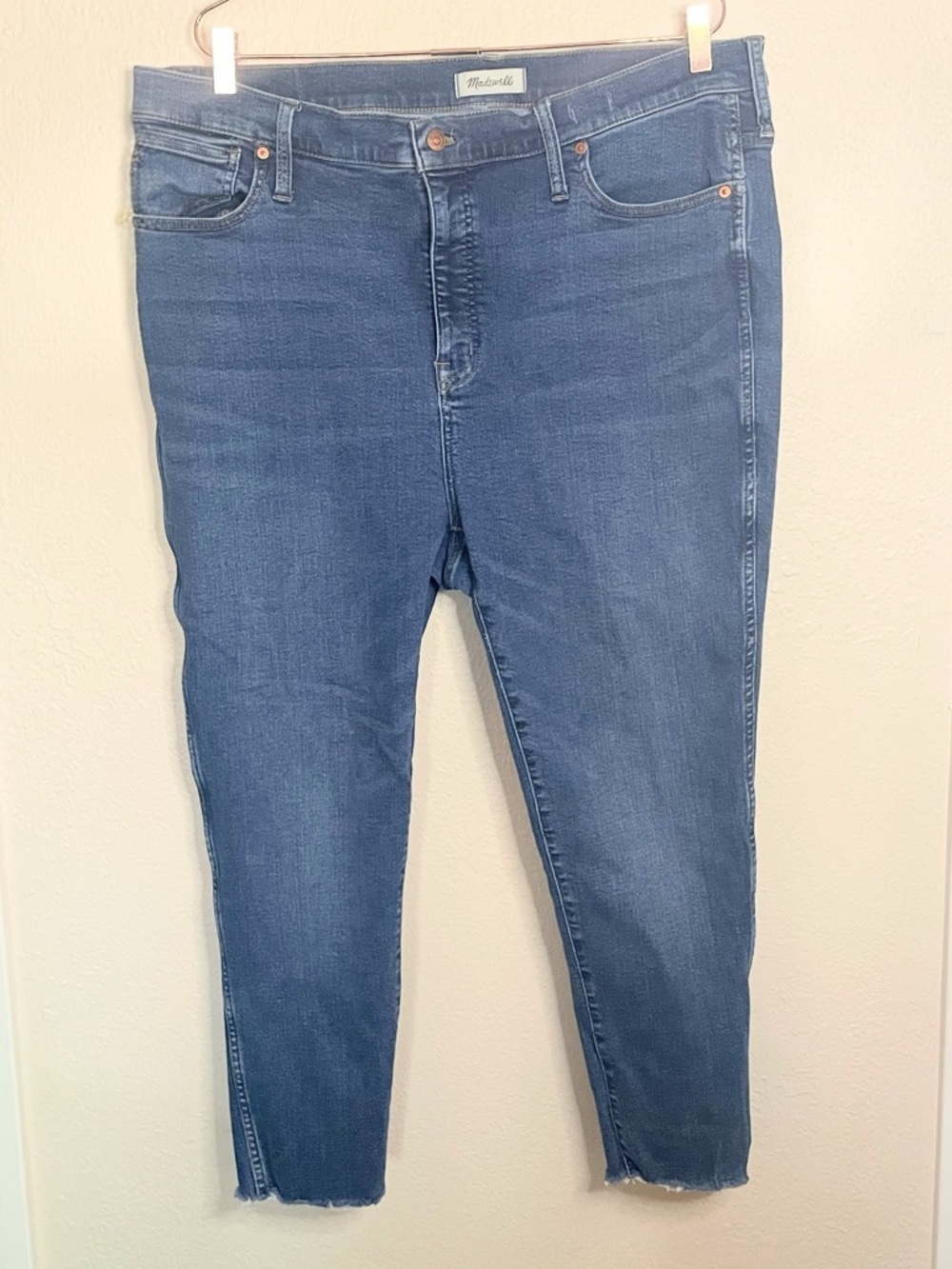 Madewell 10” High Rise Skinny Crop Jeans Raw Hem Blue Denim 35